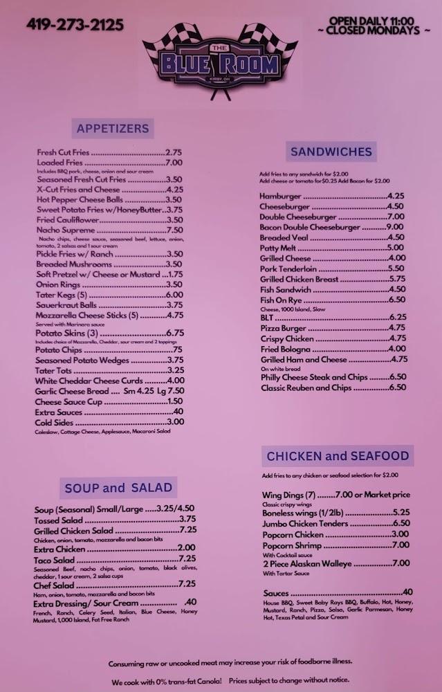Blue Room - Kirby, OH Menu image 2